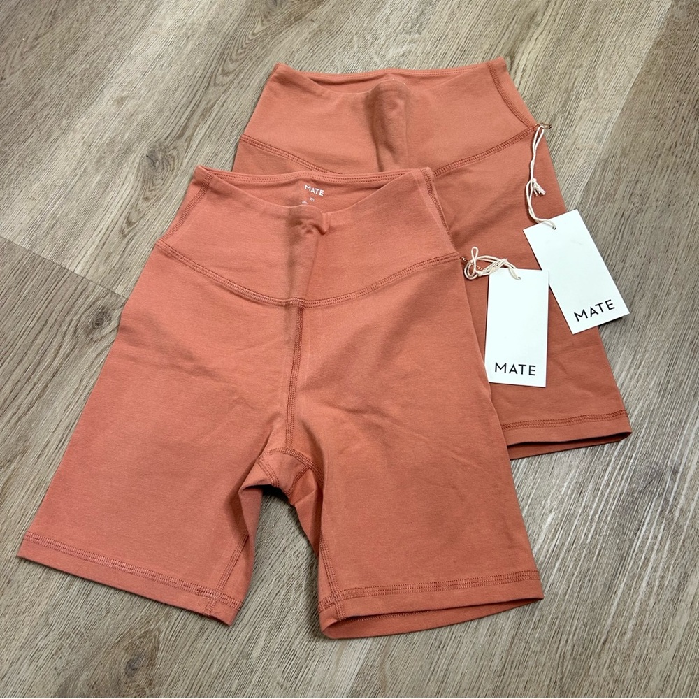 NWT MATE The Label Bundle of 2 Organic Stretch Biker Short in Rose Size XS - Picture 4 of 7